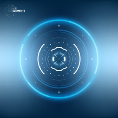 Futuristic Sci-Fi HUD User Interface Circle Element Virtual Reality Design. Abstract Background. Screen Transparency