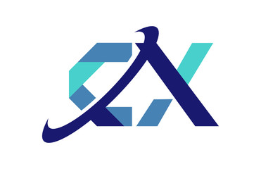 CX Ellipse Swoosh Ribbon Letter Logo