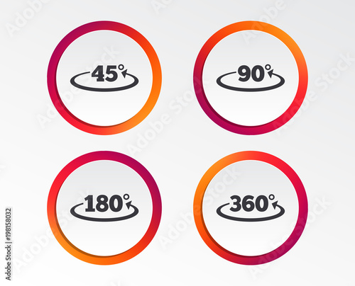 Angle 45 360 Degrees Icons Geometry Math Signs Symbols Full Complete Rotation Arrow Infographic Design Buttons Circle Templates Vector Wall Mural Blankstock