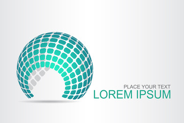Logo stylized spherical surface with abstract shapes