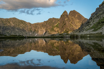 Fototapeta premium Beautiful landscape in Retezat Mountains, a beautiful destination to hike and see a lot of glacier lakes in the Romanian Carpathians