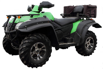 Modern ATV with bags for carrying luggage. © kosanperm