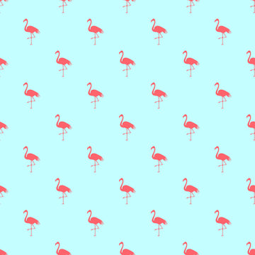Flamingo seamless pattern on a mint green background