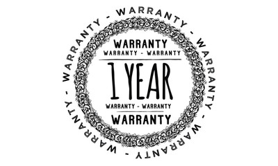 1 years warranty icon vintage rubber stamp guarantee