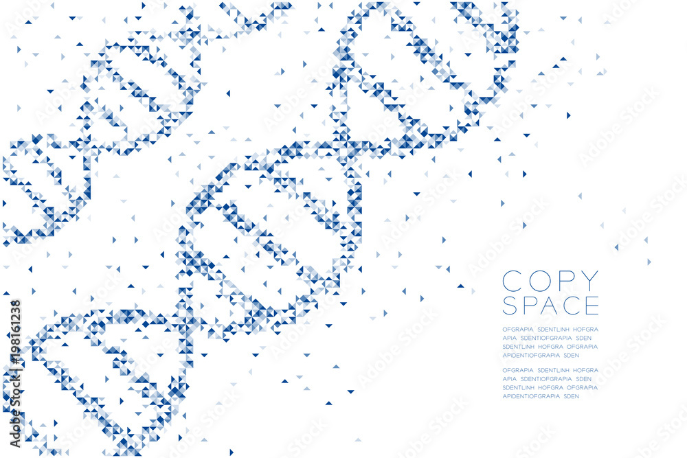 Aufkleber abstract geometric polygon square box and triangle pattern dna shape, science concept design blue co