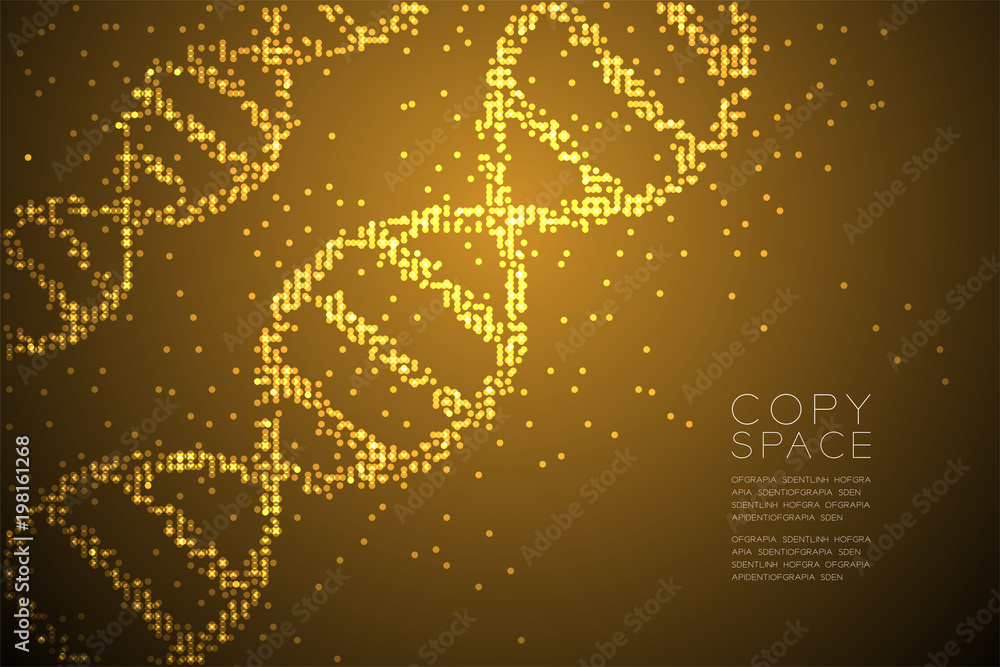 Aufkleber abstract geometric circle dot pattern dna shape, science concept design gold color illustration isol