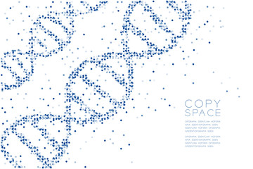 Abstract Geometric Circle dot pattern DNA shape, Science concept design blue color illustration isolated on white background with copy space, vector eps 10