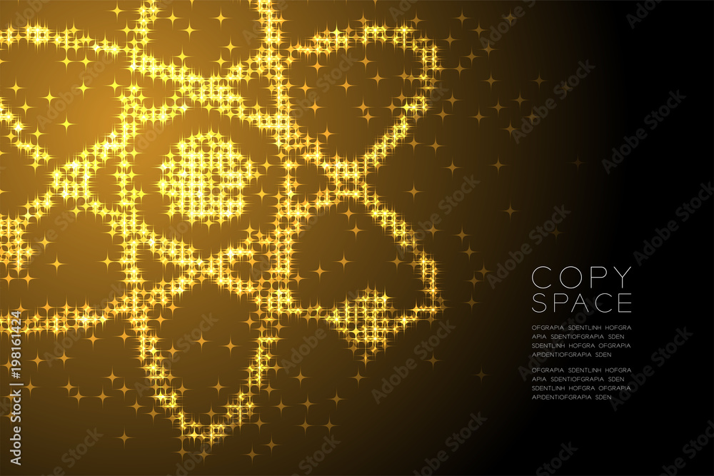 Aufkleber abstract shiny star pattern atom symbol shape, science concept design gold color illustration isolat