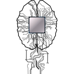 Vector brain with circuit  human. Concept illustration of process in the center of computer system.illustation vector design