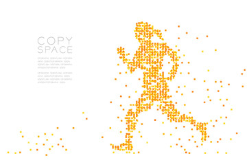 Obraz premium Abstract Geometric square box pattern Woman Runner shape, Sport concept design orange color illustration isolated on white background with copy space, vector eps 10