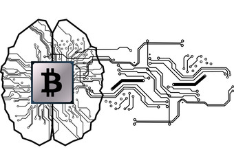 Vector brain with circuit  human. Concept illustration of process in the center of computer system.illustation vector design