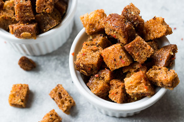 Stack of Crispy Rye Crouton Bread Biscuits