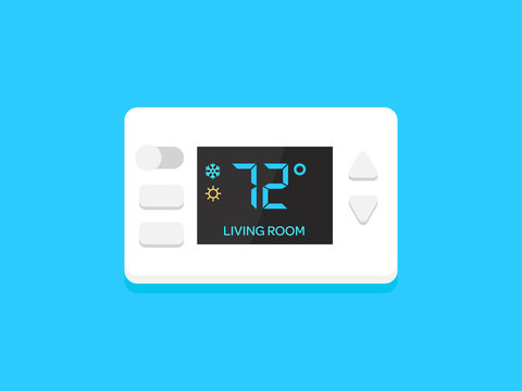 Digital modern thermostat. Flat design vector illustration