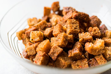 Stack of Crispy Rye Crouton Bread Biscuits