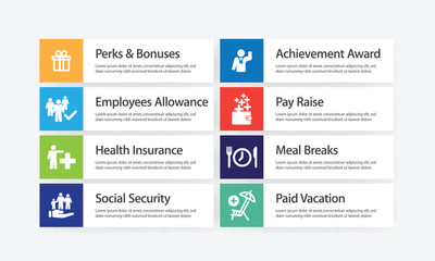 Employee Benefits Infographic Icon Set - 198162250