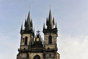 Fototapeta na wymiar Blick auf die Türme der Teynkirche, Prag, Tschechische Republik, Europa