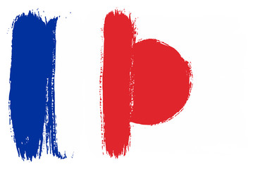 France Flag & Japan Flag Vector Hand Painted with Rounded Brush