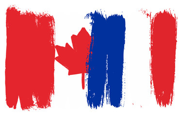 Canada Flag & France Flag Vector Hand Painted with Rounded Brush