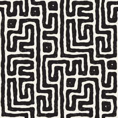 Seamless pattern with maze lines. Monochrome abstract background. Vector hand drawn labyrinth.