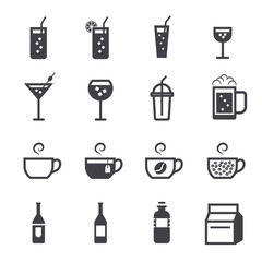Drink icons, Drink sign in balck.
