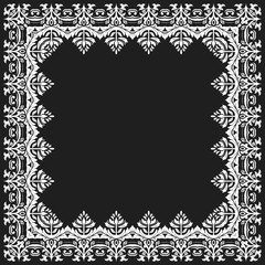 Classic vector square black and white frame with arabesques and orient elements. Abstract ornament with place for text. Vintage pattern