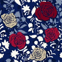 Poster Colorful pattern with roses. Decorative flowers, seamless pattern. Wallpaper for iphone cover, textile, web, cards, invitations, curtains © sunny_lion