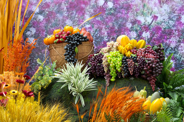 Fototapeta premium Decorate artificial plants and fruits.