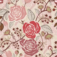 Poster Colorful pattern with roses. Decorative flowers, seamless pattern. Wallpaper for iphone cover, textile, web, cards, invitations, curtains © sunny_lion
