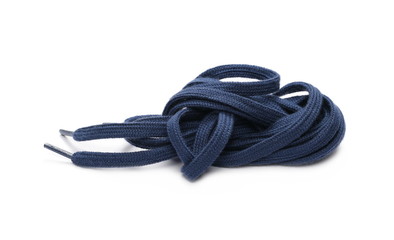 Blue shoelaces isolated on white background