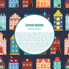 Vector cartoon set of city houses