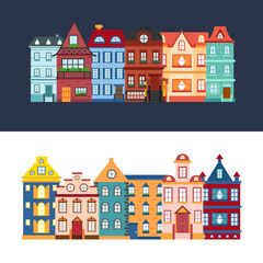 Vector cartoon set of city houses