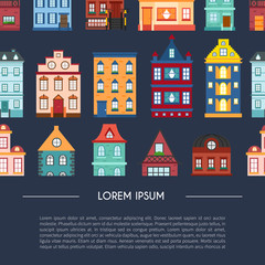 Vector cartoon set of city houses