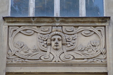 Decorative plaster below window in Goerlitz city