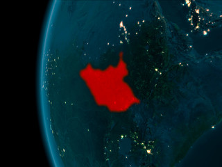 Night view of South Sudan