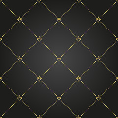 Geometric dotted vector black and golden pattern. Seamless abstract modern texture for wallpapers and backgrounds