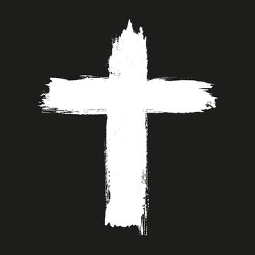 Hand drawn  grunge cross icon, simple Christian cross sign, hand-painted cross