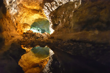 The Cuevas de Los Verdes or Green Caves Lanzarote one of the longest larva tubes in the world.