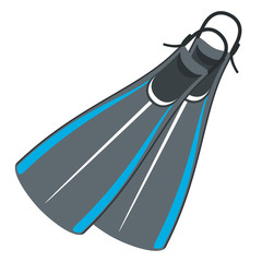 Diving Flippers for Summer Holidays Isolated on White Background, Vector Illustration