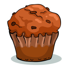 Chocolate cupcake. Vector illustration,  jam, fun, celebration, creamy, cook, pastry, sprinkles, calories, party, fluffy
