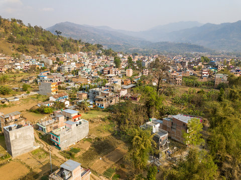 Aerial view of Kusma in Parbat district, Nepal
