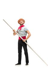 Caucasian man in traditional gondolier costume and hat - obrazy, fototapety, plakaty