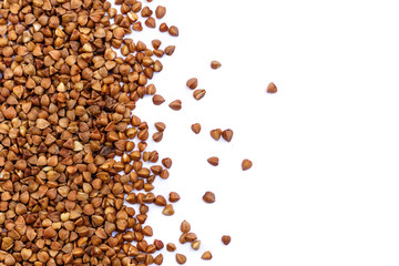 buckwheat isolated on white background. Top view.