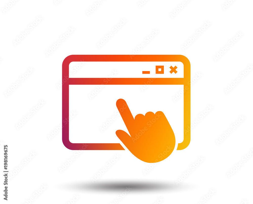 Poster click page icon. browser window symbol. website or internet sign. blurred gradient design element. v