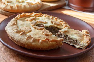 freshly made homemade meat pie