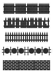 Silhouette wooden fence set.