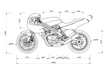 Motorcycle blueprint - isolated