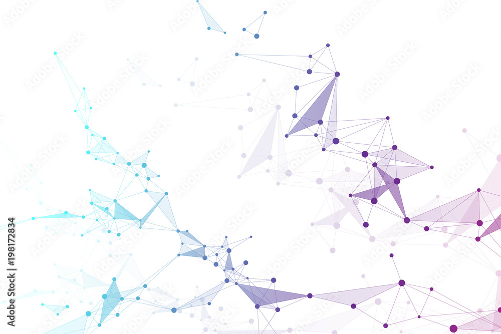 Aufkleber Big data visualization. Graphic abstract background communication. Perspective backdrop visualization. Analytical network visualization. Vector illustration.