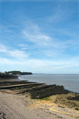 Fototapeta na wymiar Late summer sun on the seafront at Clevedon on the Bristol Channel, Somerset, UK.
