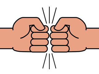 Two fists bumping together