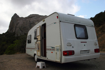 Kempin, caravan, house on wheels in the mountains